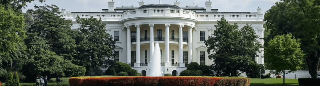 The White House in Washington D.C., symbolizing U.S. government support and policy on artificial intelligence in 2025