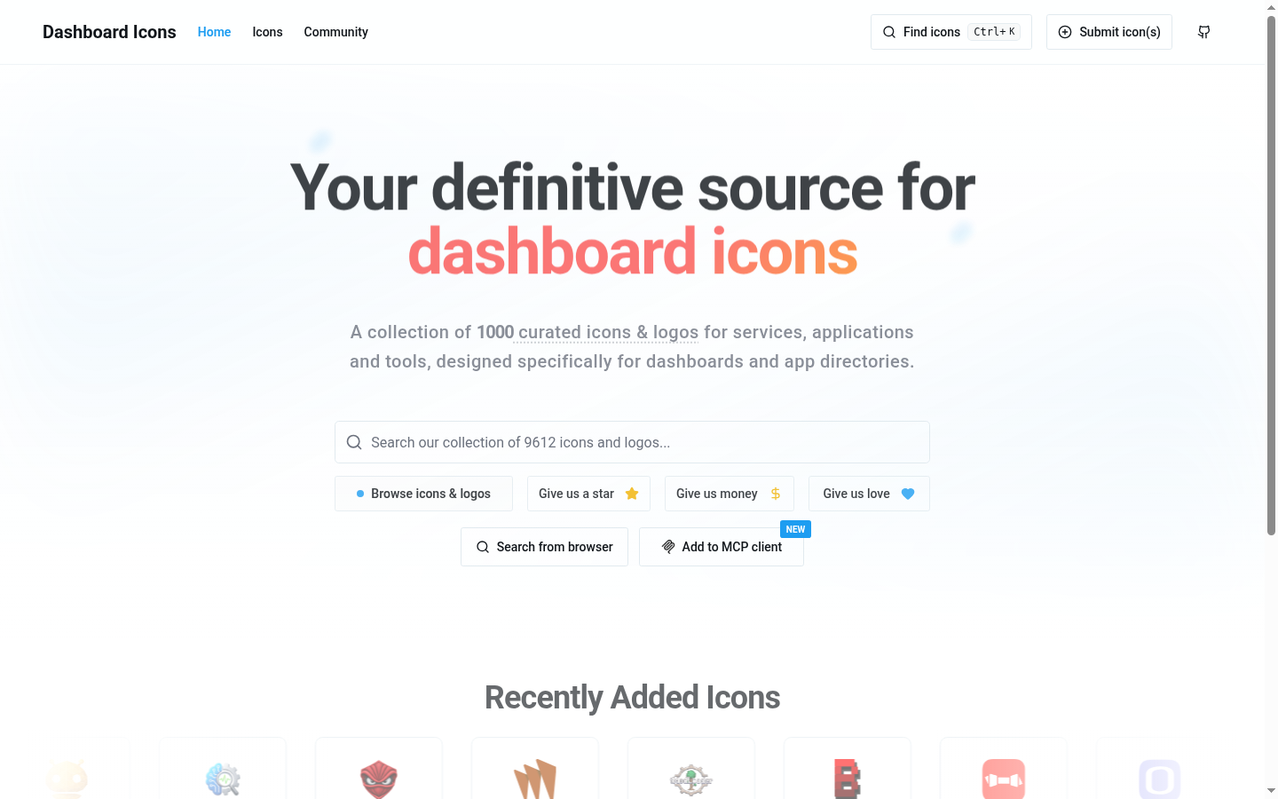 Dashboard Icons catalog